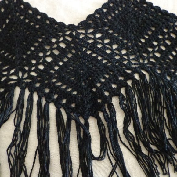 Crocheted Boho Cami Vest Top XS-S Tie Front Fringe - Picture 10 of 14